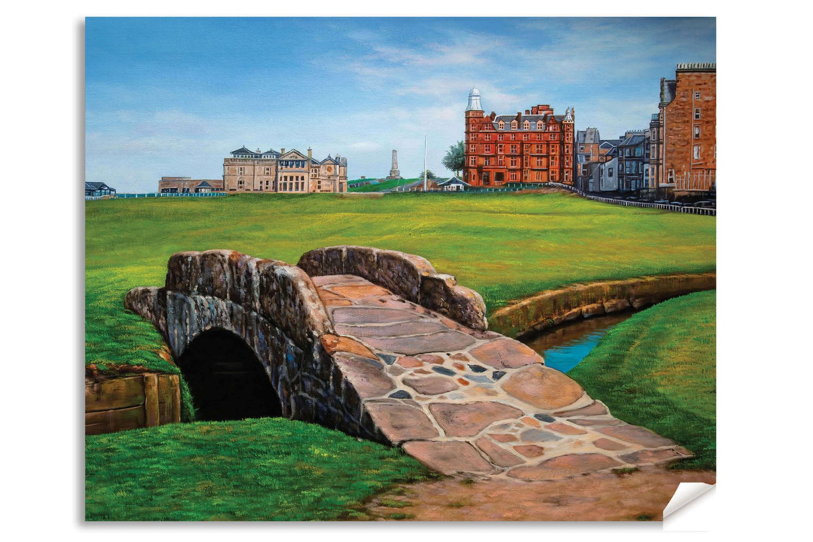 Swilcan Bridge St Andrews Links The Old Course Royal and Ancient Golf Club Swilken Bridge Course Hole The Open Oil Painting Wall Art Print StAndrws18RiOil20 13