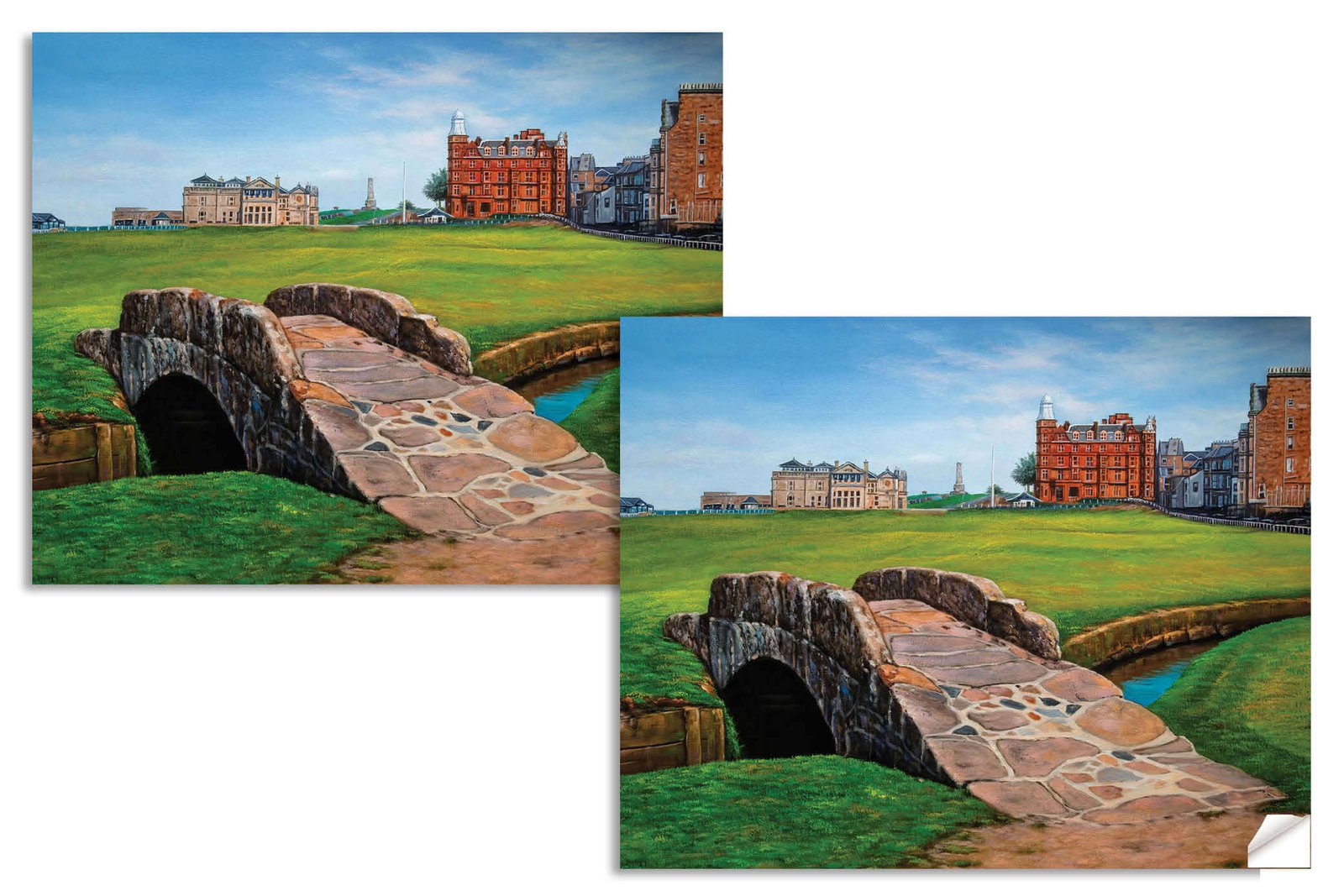 Swilcan Bridge St Andrews Links The Old Course Royal and Ancient Golf Club Swilken Bridge Course Hole The Open Oil Painting Wall Art Print StAndrws18RiOil20 14