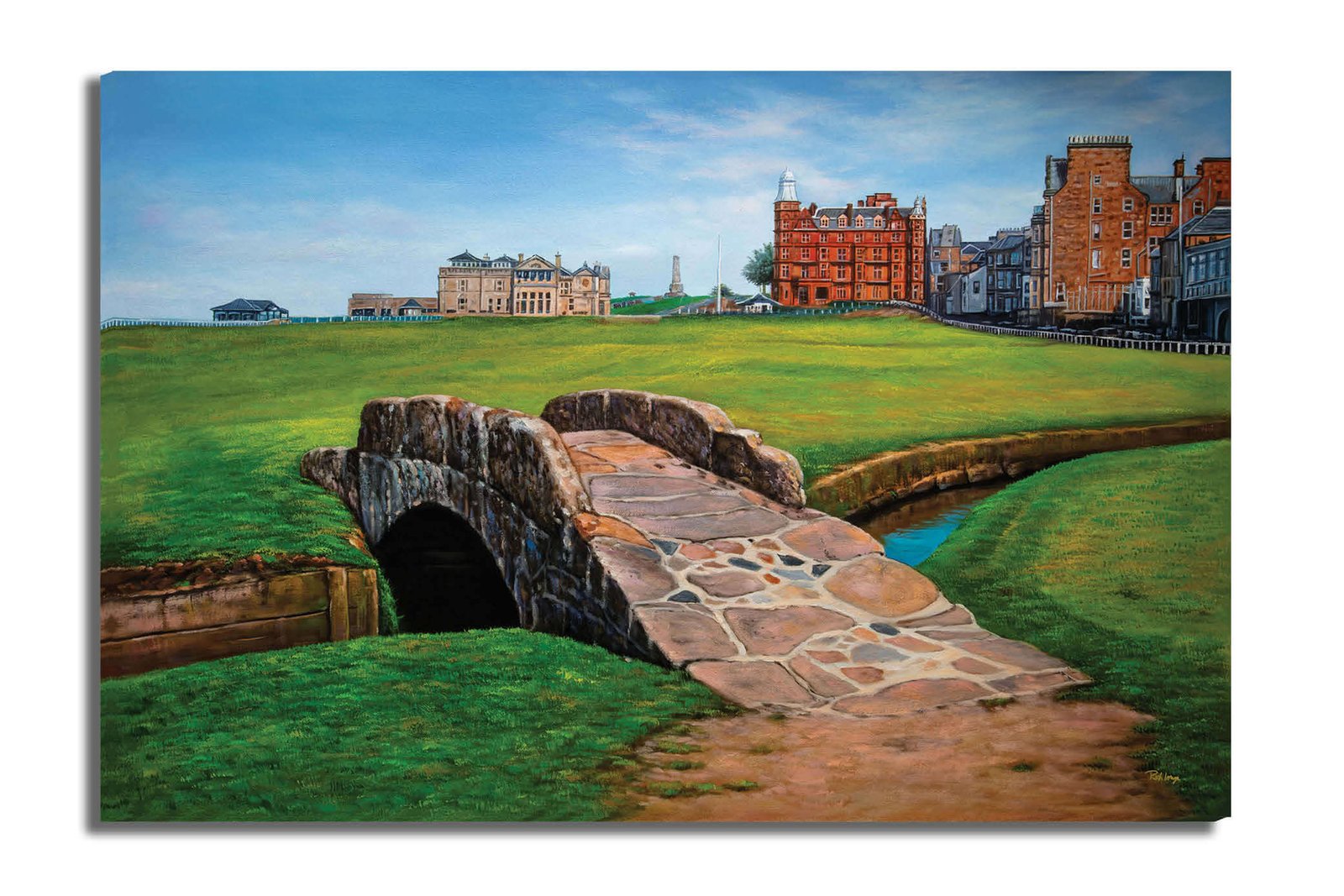Swilcan Bridge St Andrews Links The Old Course Royal and Ancient Golf Club Swilken Bridge Course Hole The Open Oil Painting Wall Art Print StAndrws18RiOil20 15