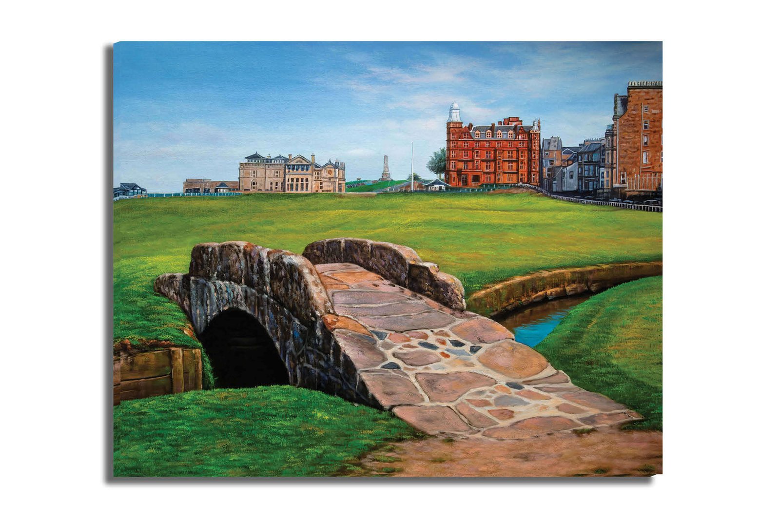 Swilcan Bridge St Andrews Links The Old Course Royal and Ancient Golf Club Swilken Bridge Course Hole The Open Oil Painting Wall Art Print StAndrws18RiOil20 16