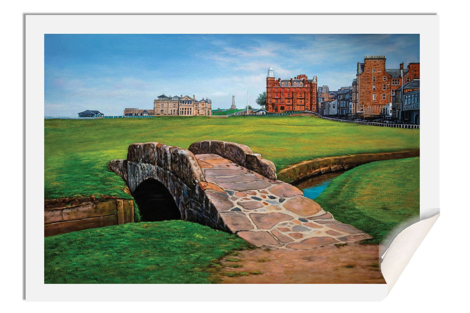 Swilcan Bridge St Andrews Links The Old Course Royal and Ancient Golf Club Swilken Bridge Course Hole The Open Oil Painting Wall Art Print StAndrws18RiOil20 17