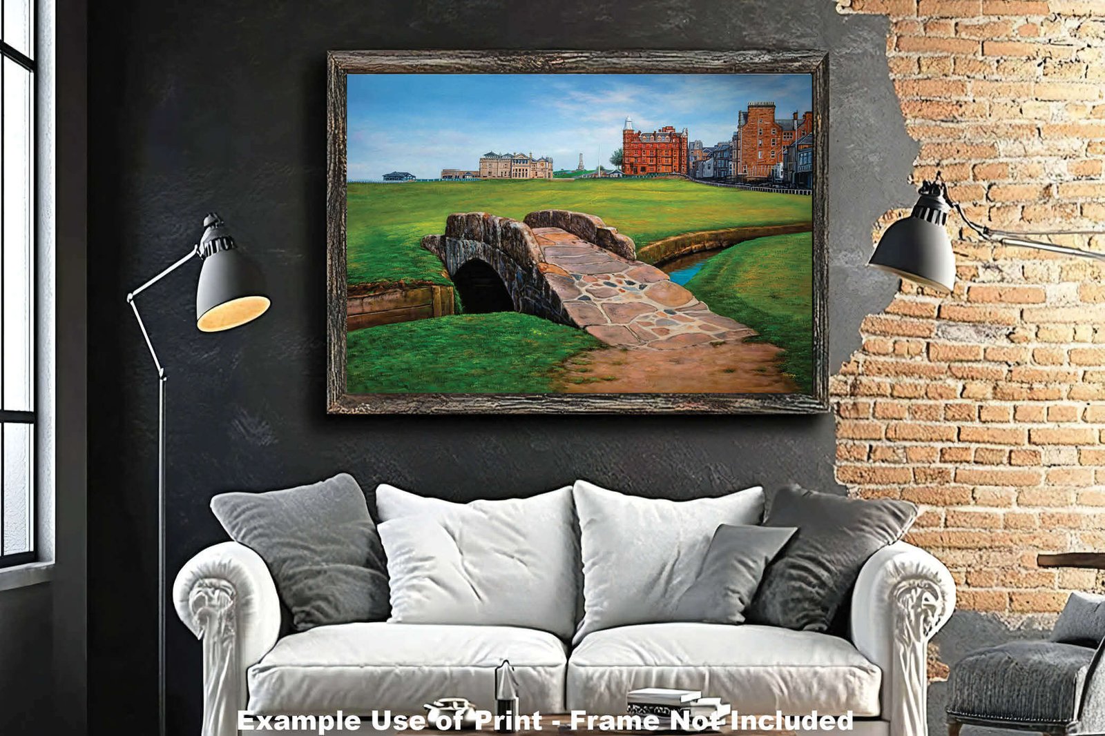 Swilcan Bridge St Andrews Links The Old Course Royal and Ancient Golf Club Swilken Bridge Course Hole The Open Oil Painting Wall Art Print StAndrws18RiOil20 18