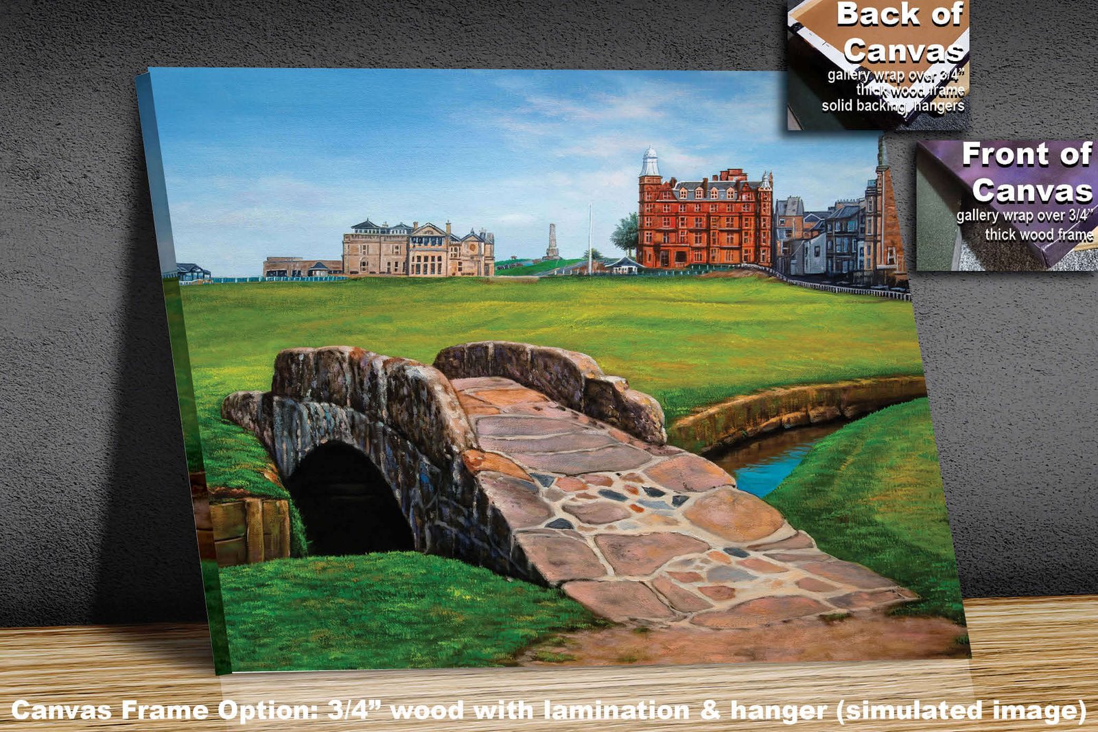 Swilcan Bridge St Andrews Links The Old Course Royal and Ancient Golf Club Swilken Bridge Course Hole The Open Oil Painting Wall Art Print StAndrws18RiOil20 2
