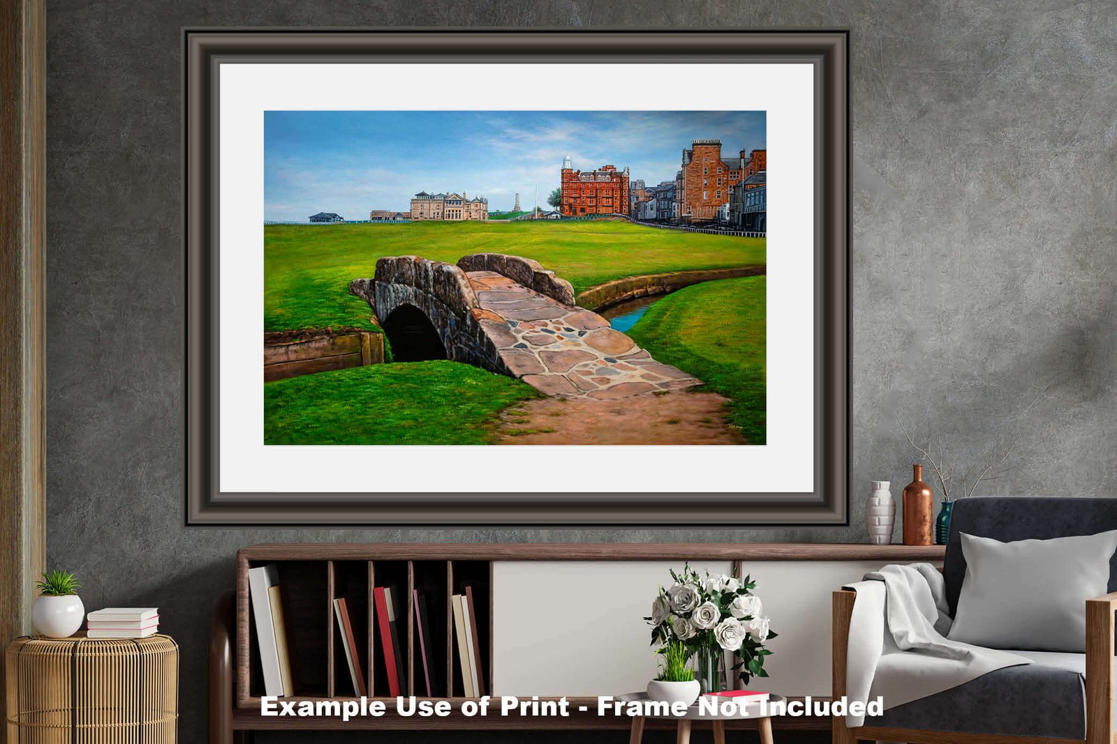 Swilcan Bridge St Andrews Links The Old Course Royal and Ancient Golf Club Swilken Bridge Course Hole The Open Oil Painting Wall Art Print StAndrws18RiOil20 27