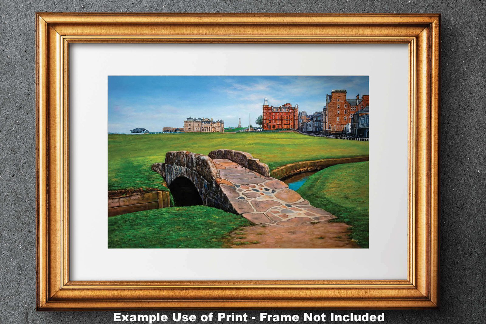 Swilcan Bridge St Andrews Links The Old Course Royal and Ancient Golf Club Swilken Bridge Course Hole The Open Oil Painting Wall Art Print StAndrws18RiOil20 28