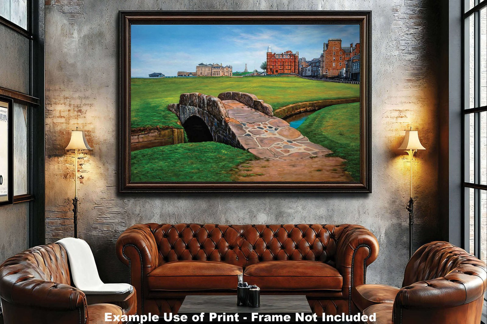 Swilcan Bridge St Andrews Links The Old Course Royal and Ancient Golf Club Swilken Bridge Course Hole The Open Oil Painting Wall Art Print StAndrws18RiOil20 5