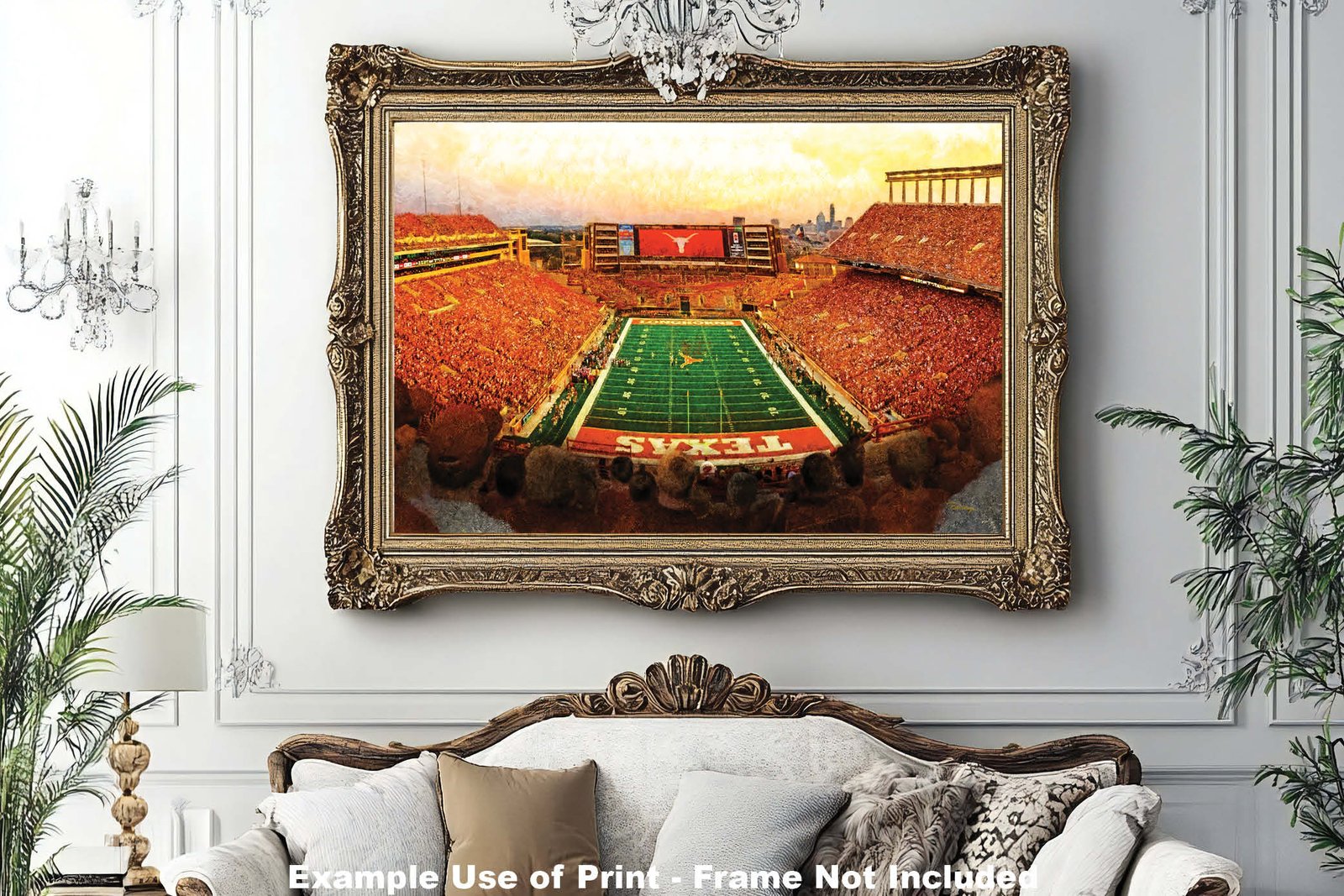 Texas Football poster painting print pic football team field Darrell K Royal Texas Memorial Stadium College NCAA Longhorns artwork TxLnghrn1MC1 12
