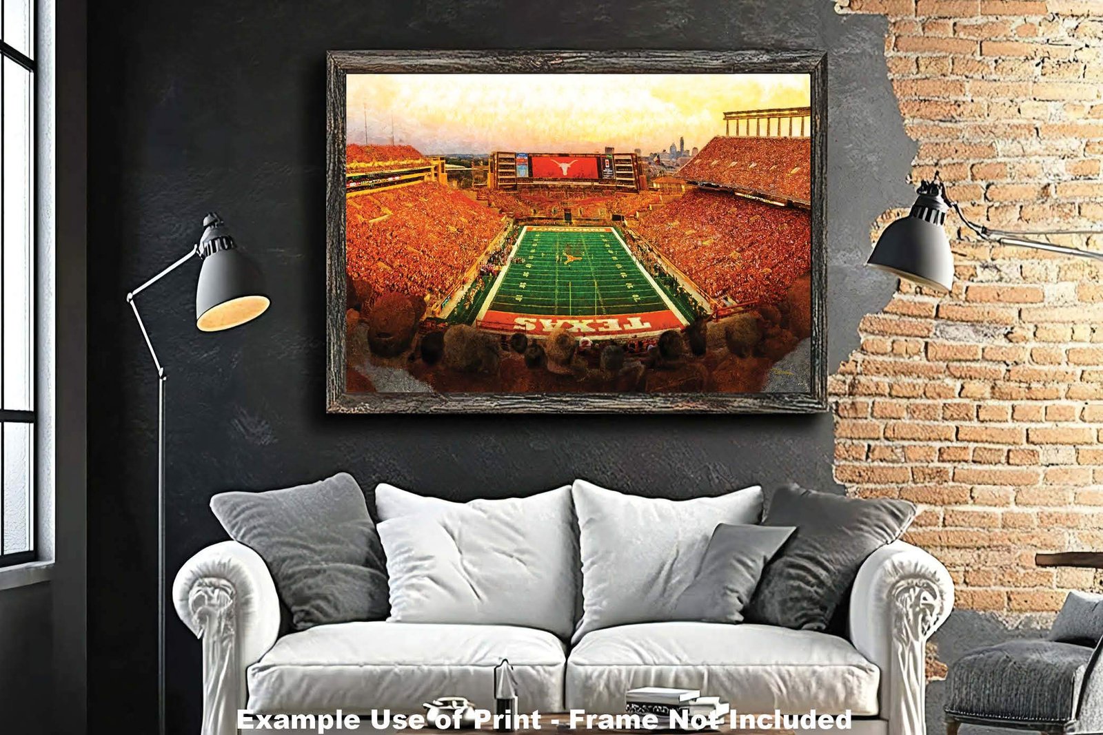 Texas Football poster painting print pic football team field Darrell K Royal Texas Memorial Stadium College NCAA Longhorns artwork TxLnghrn1MC1 13
