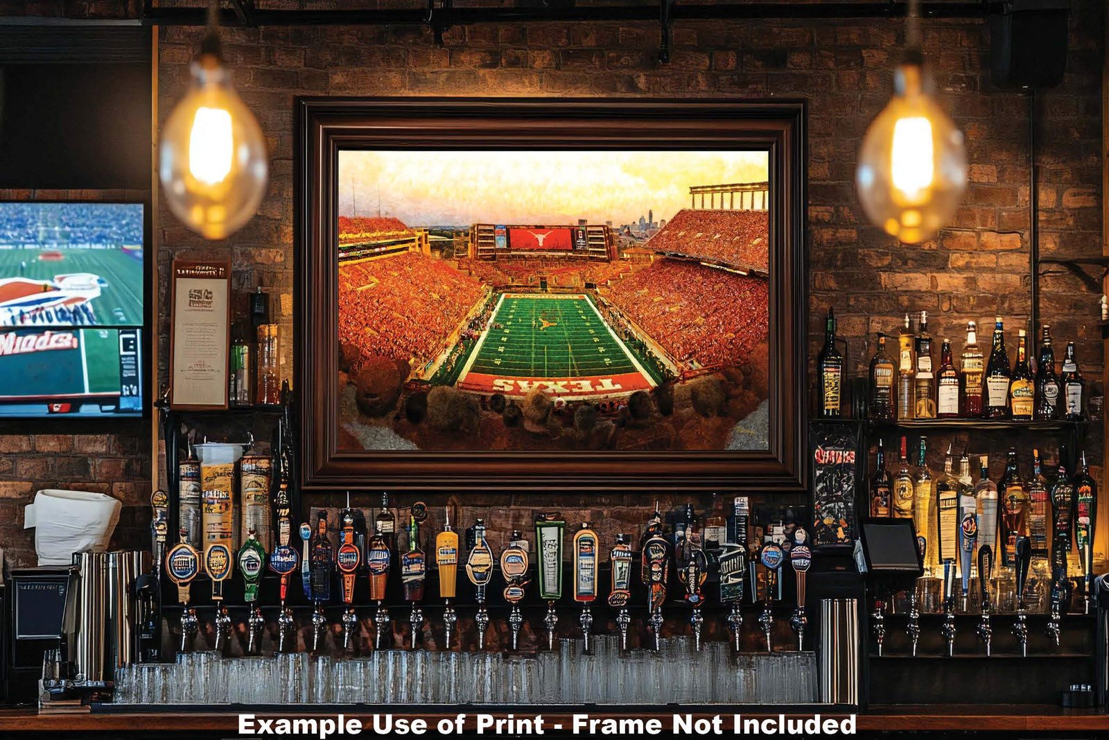 Texas Football poster painting print pic football team field Darrell K Royal Texas Memorial Stadium College NCAA Longhorns artwork TxLnghrn1MC1 15