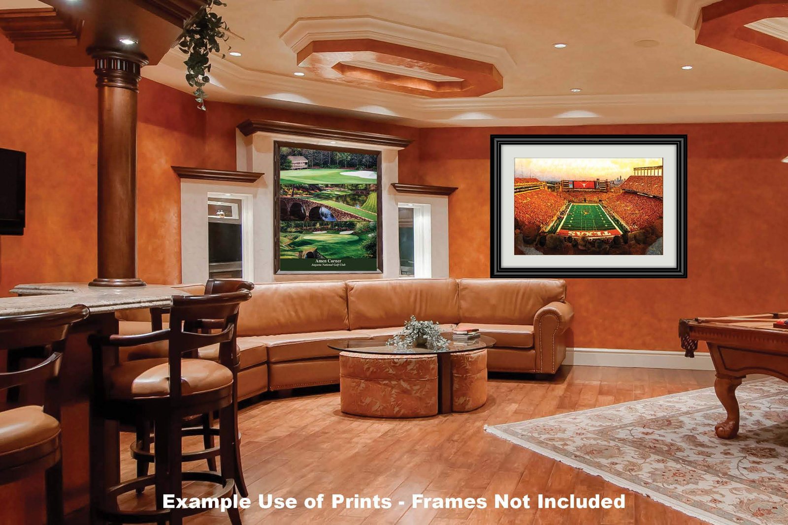 Texas Football poster painting print pic football team field Darrell K Royal Texas Memorial Stadium College NCAA Longhorns artwork TxLnghrn1MC1 23