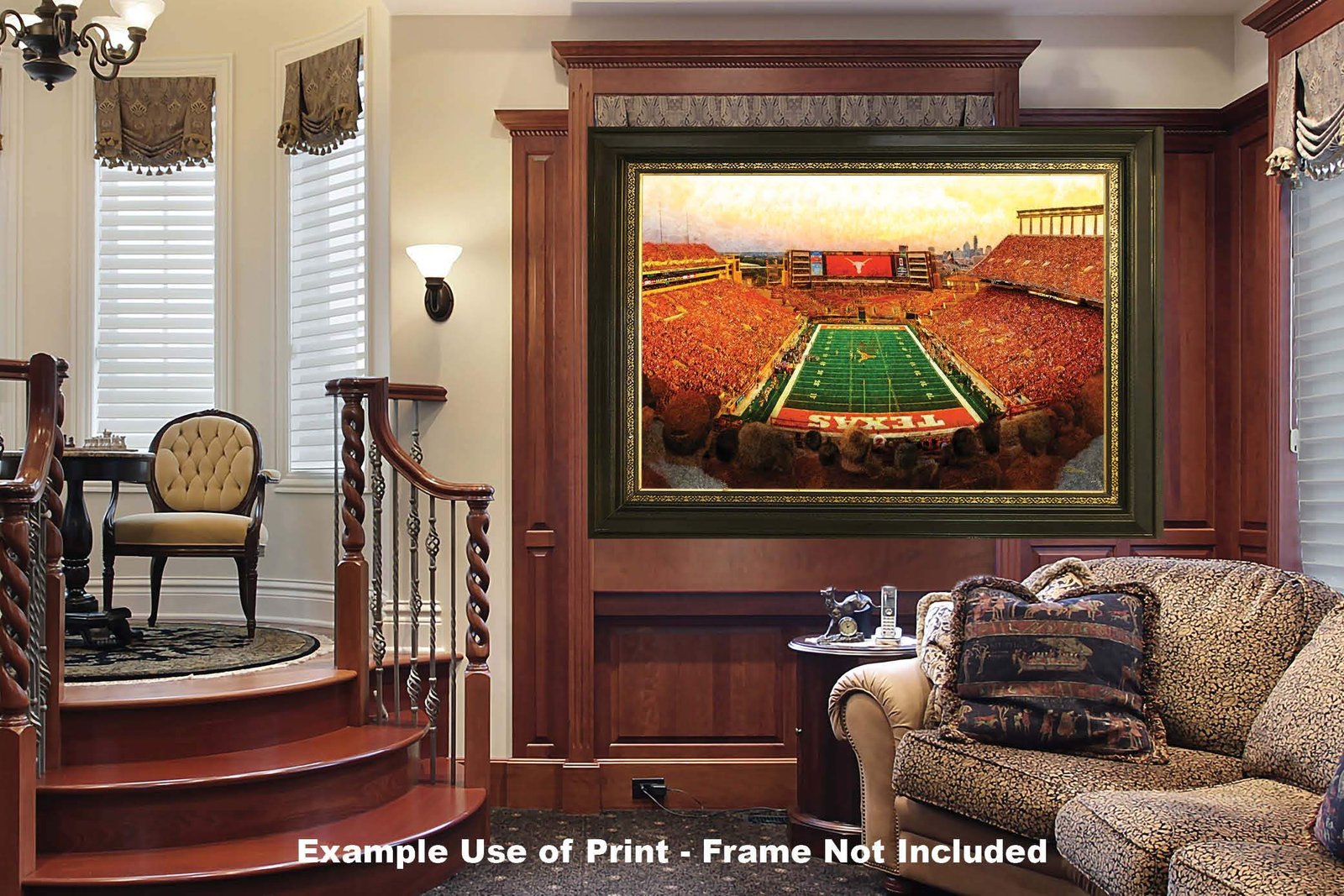 Texas Football poster painting print pic football team field Darrell K Royal Texas Memorial Stadium College NCAA Longhorns artwork TxLnghrn1MC1 24