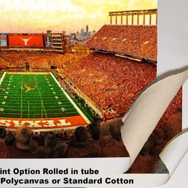 Texas Football poster painting print pic football team field Darrell K Royal Texas Memorial Stadium College NCAA Longhorns artwork TxLnghrn1MC1 4