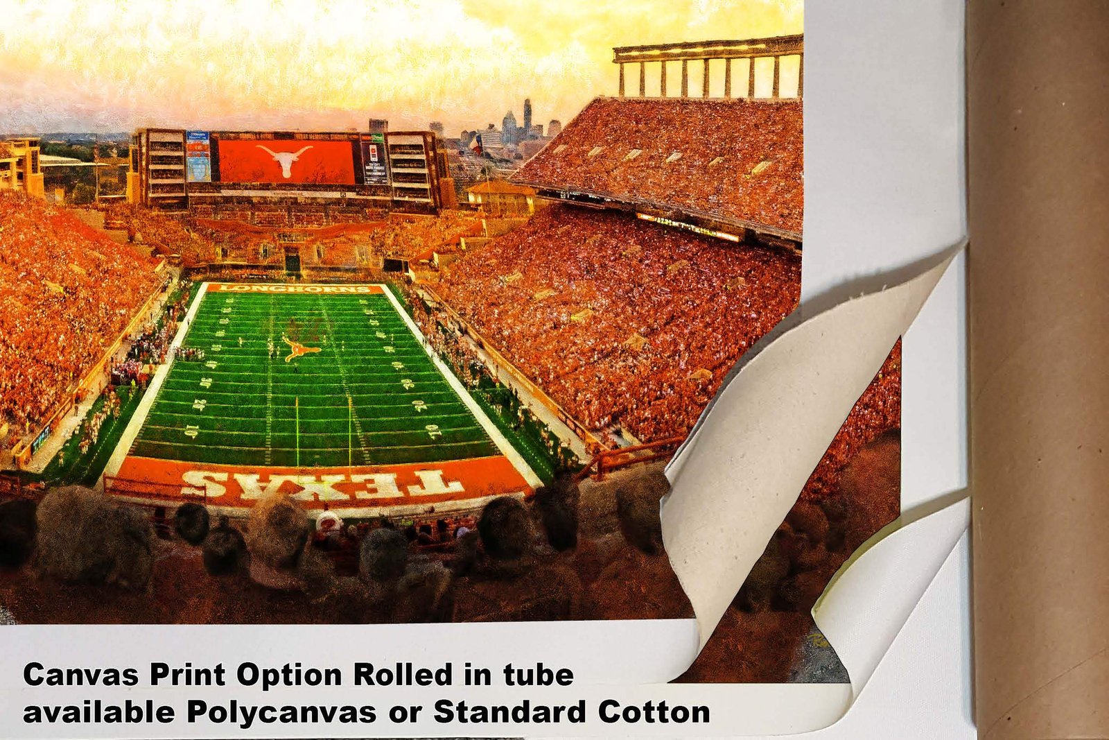 Texas Football poster painting print pic football team field Darrell K Royal Texas Memorial Stadium College NCAA Longhorns artwork TxLnghrn1MC1 4