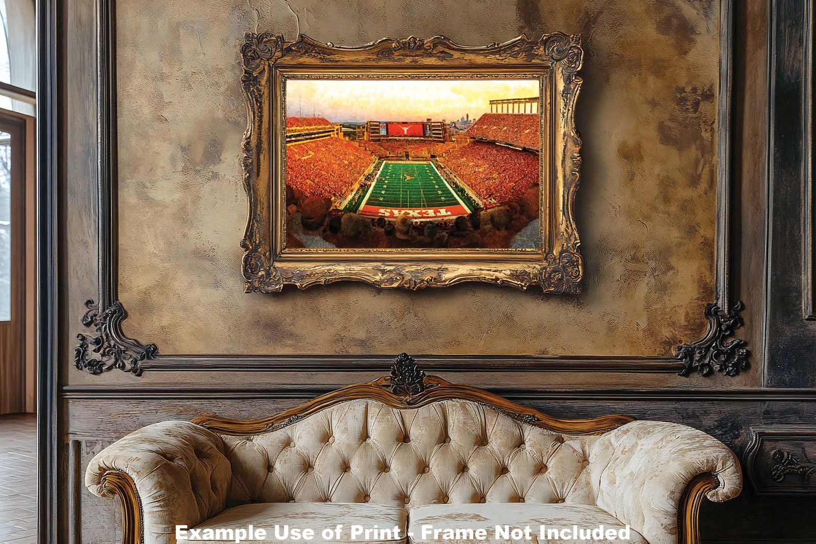 Texas Football poster painting print pic football team field Darrell K Royal Texas Memorial Stadium College NCAA Longhorns artwork TxLnghrn1MC1 7