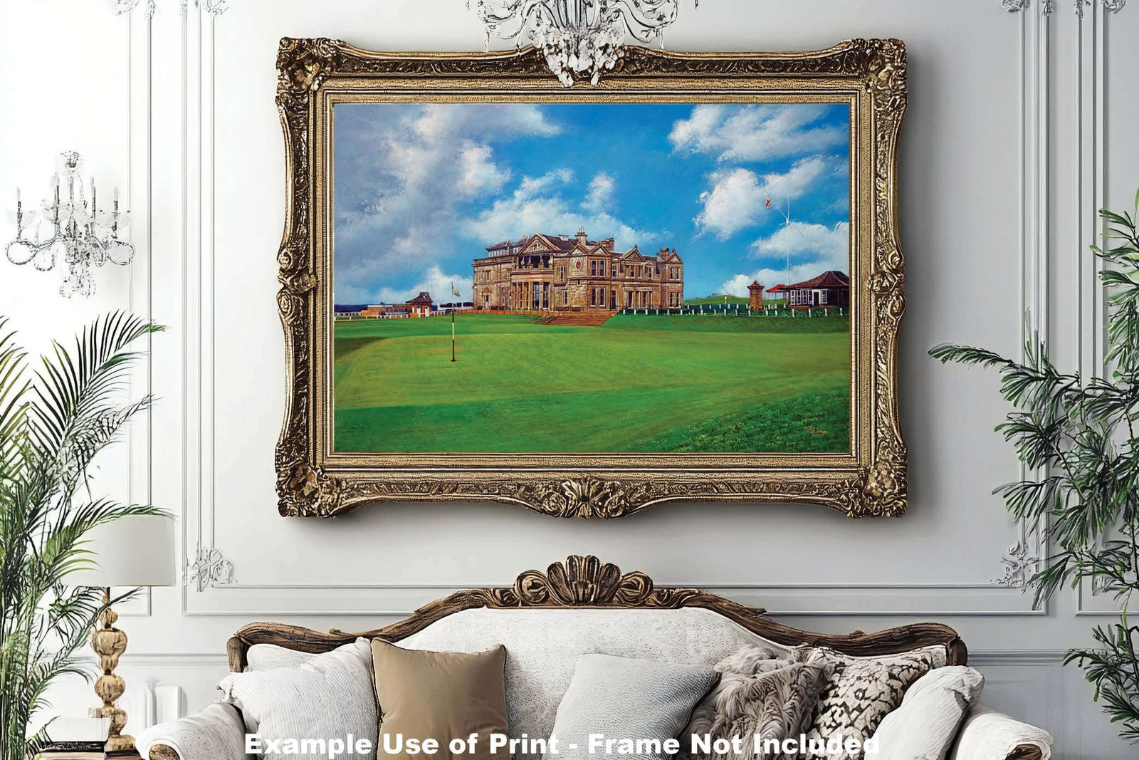 The Old Course The Open Royal and Ancient Golf Club Swilcan Bridge St Andrews Links Swilken Bridge Golf Hole Oil Painting Wall Art Print StAndrws18RiOil50 12