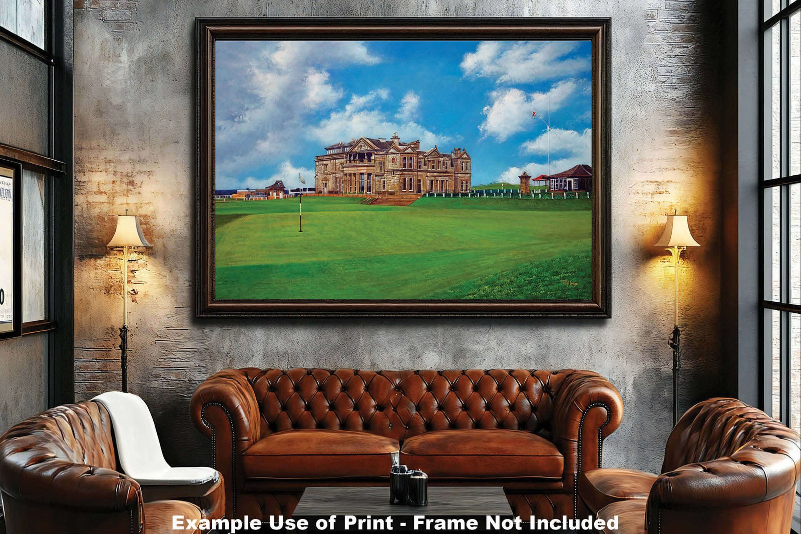 The Old Course The Open Royal and Ancient Golf Club Swilcan Bridge St Andrews Links Swilken Bridge Golf Hole Oil Painting Wall Art Print StAndrws18RiOil50 5