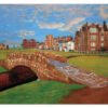 The Open The Old Course Royal and Ancient Golf Club Swilcan Bridge St Andrews Links Swilken Bridge Golf Hole Oil Painting Wall Art Print StAndrws18RiOil40