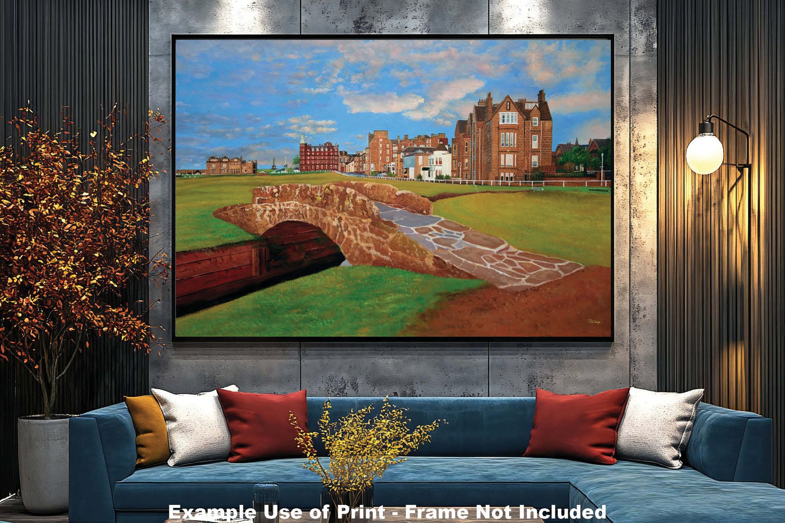 The Open The Old Course Royal and Ancient Golf Club Swilcan Bridge St Andrews Links Swilken Bridge Golf Hole Oil Painting Wall Art Print StAndrws18RiOil40 11