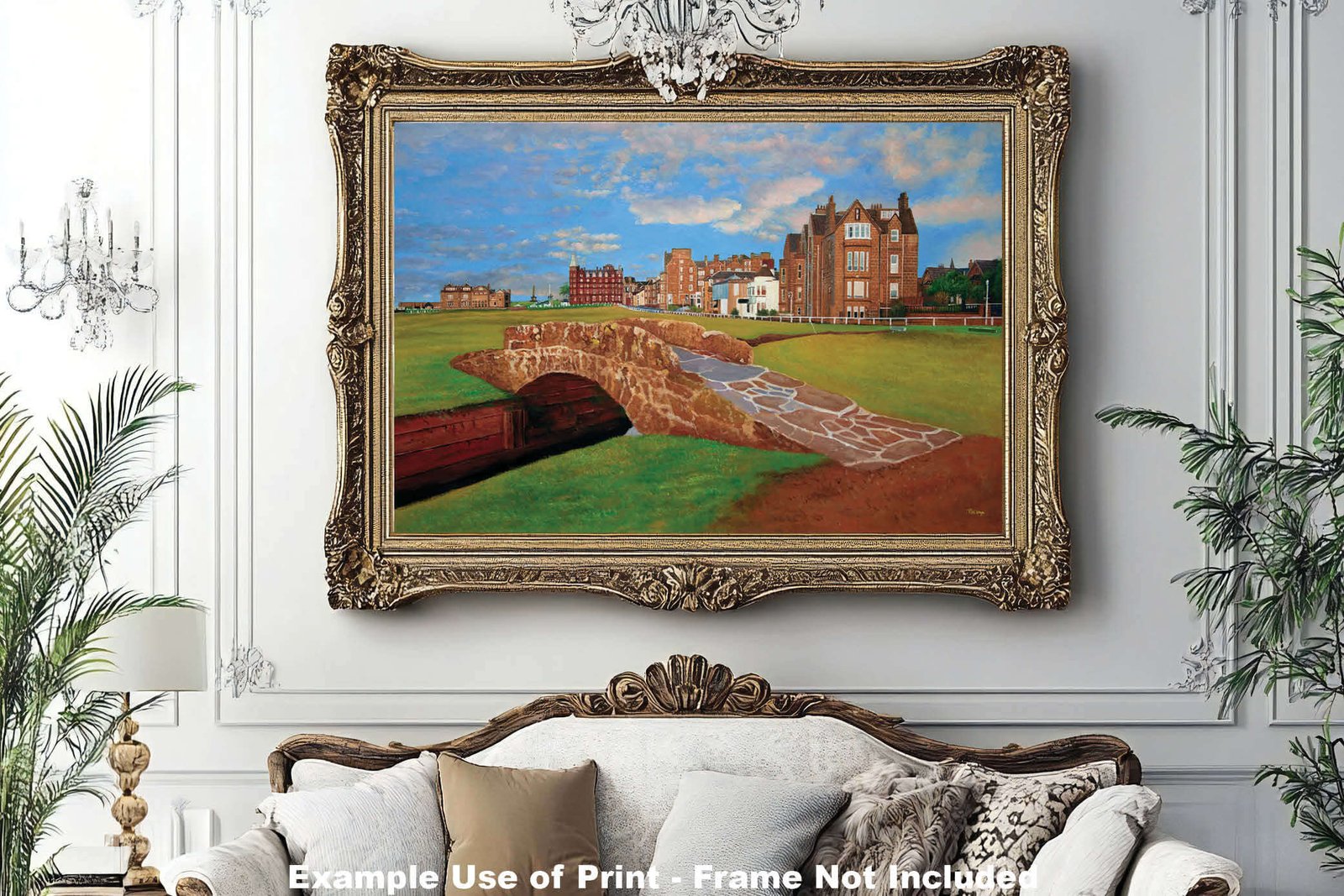 The Open The Old Course Royal and Ancient Golf Club Swilcan Bridge St Andrews Links Swilken Bridge Golf Hole Oil Painting Wall Art Print StAndrws18RiOil40 12