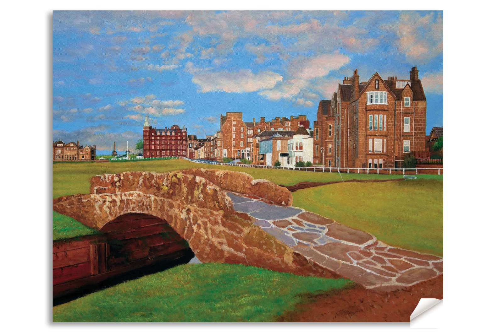 The Open The Old Course Royal and Ancient Golf Club Swilcan Bridge St Andrews Links Swilken Bridge Golf Hole Oil Painting Wall Art Print StAndrws18RiOil40 13