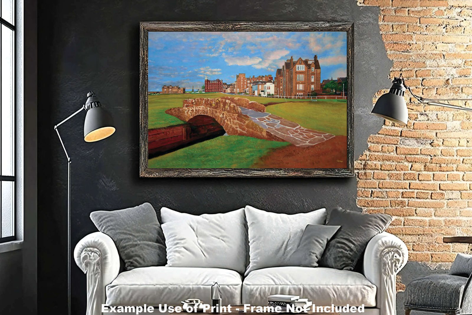 The Open The Old Course Royal and Ancient Golf Club Swilcan Bridge St Andrews Links Swilken Bridge Golf Hole Oil Painting Wall Art Print StAndrws18RiOil40 18