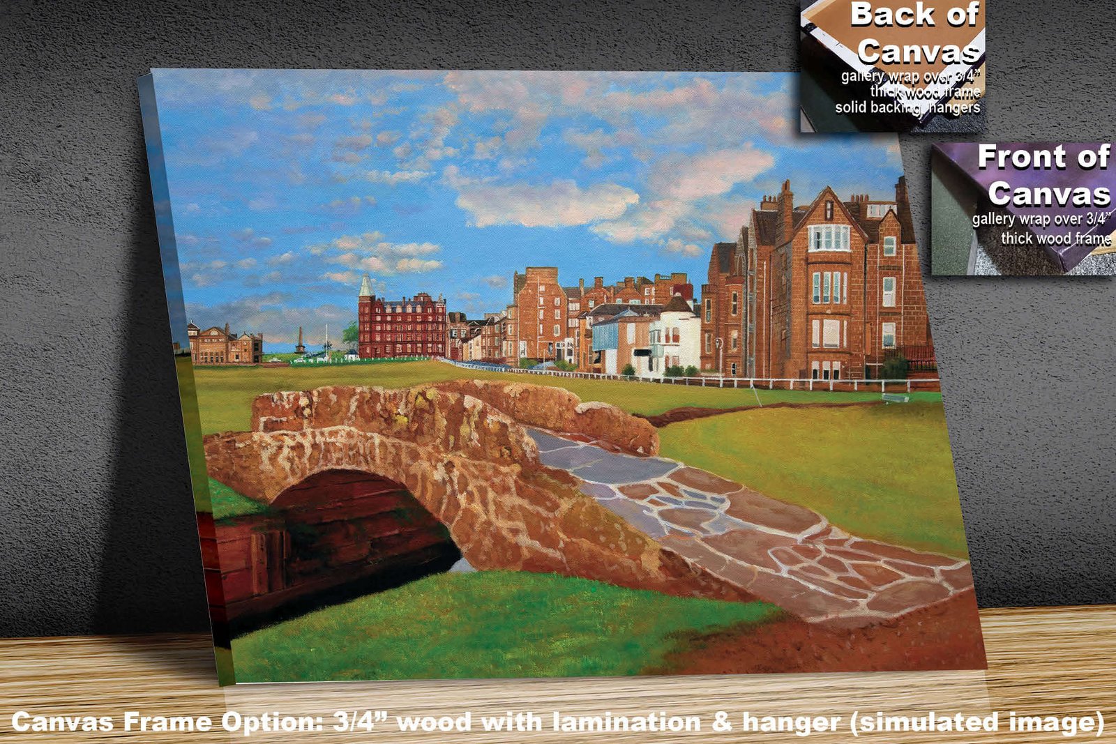 The Open The Old Course Royal and Ancient Golf Club Swilcan Bridge St Andrews Links Swilken Bridge Golf Hole Oil Painting Wall Art Print StAndrws18RiOil40 2