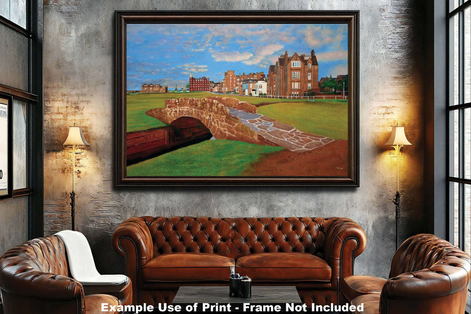 The Open The Old Course Royal and Ancient Golf Club Swilcan Bridge St Andrews Links Swilken Bridge Golf Hole Oil Painting Wall Art Print StAndrws18RiOil40 5