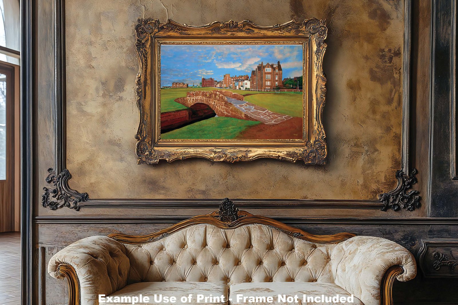 The Open The Old Course Royal and Ancient Golf Club Swilcan Bridge St Andrews Links Swilken Bridge Golf Hole Oil Painting Wall Art Print StAndrws18RiOil40 7
