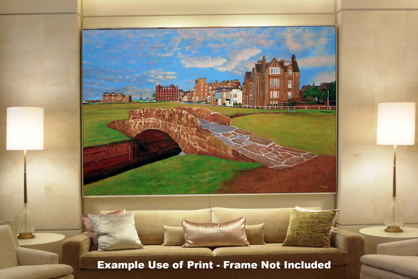 The Open The Old Course Royal and Ancient Golf Club Swilcan Bridge St Andrews Links Swilken Bridge Golf Hole Oil Painting Wall Art Print StAndrws18RiOil40 8