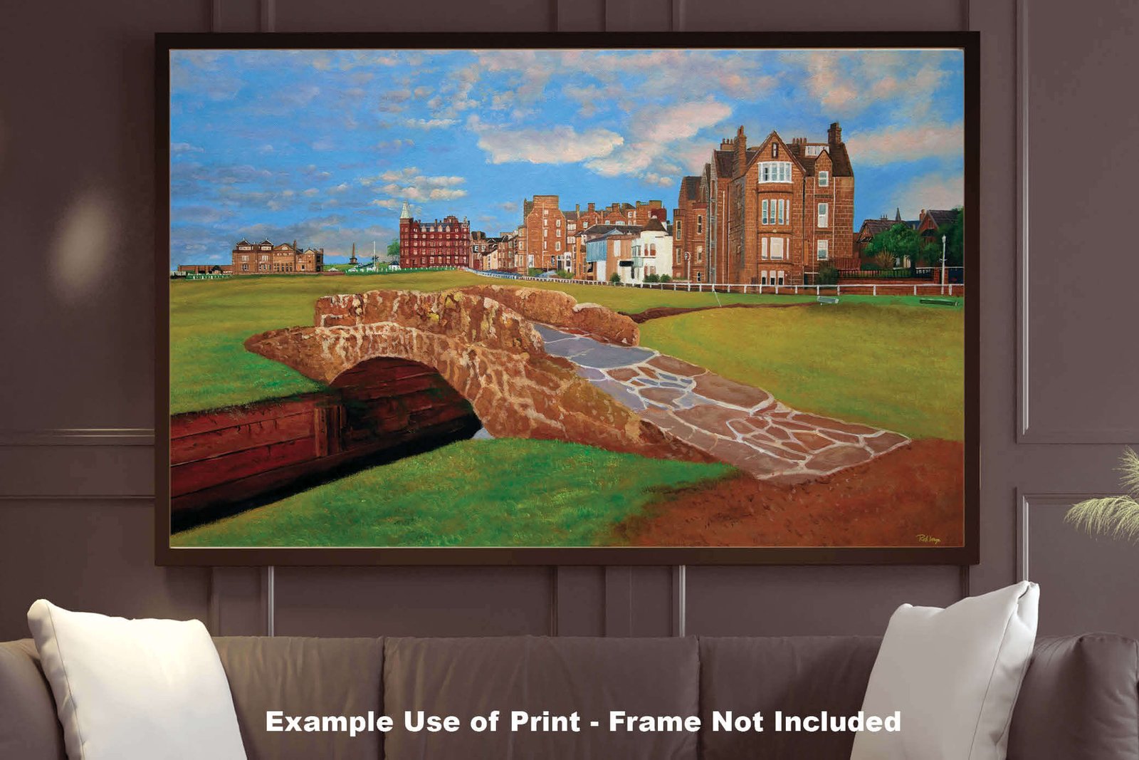 The Open The Old Course Royal and Ancient Golf Club Swilcan Bridge St Andrews Links Swilken Bridge Golf Hole Oil Painting Wall Art Print StAndrws18RiOil40 9